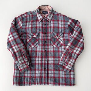 Vintage Sportswear by Country Touch Flannel Wool Jacket Men Size Large Red Plaid